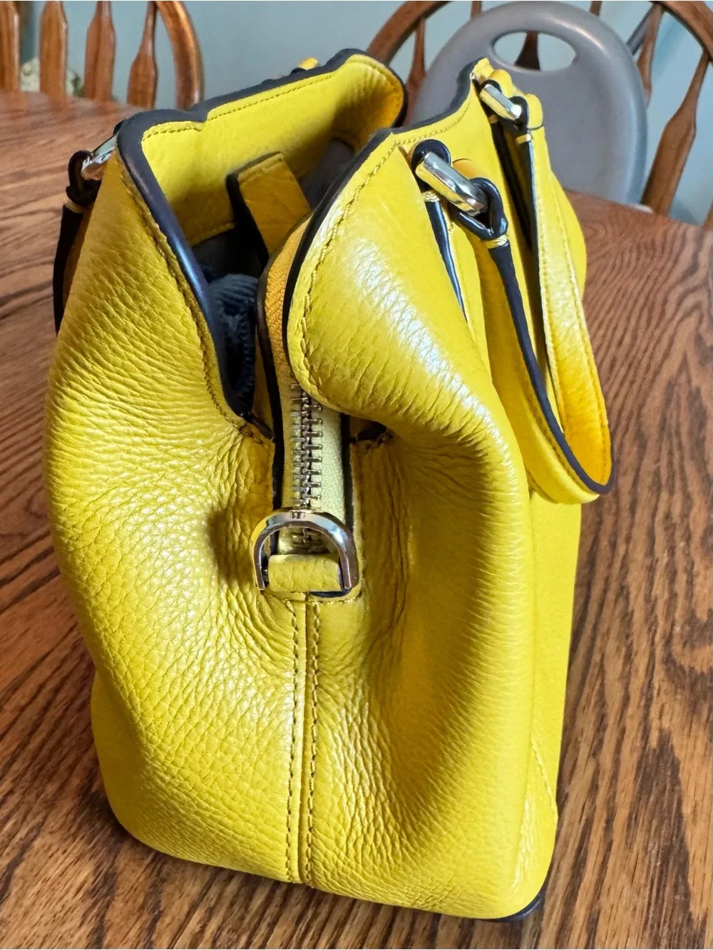 kate spade Yellow Pebbled Leather Mini Satchel with Crossbody Strap